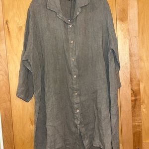 Made in Italy ladies classic 100%  linen shirt dress O/S. NWT